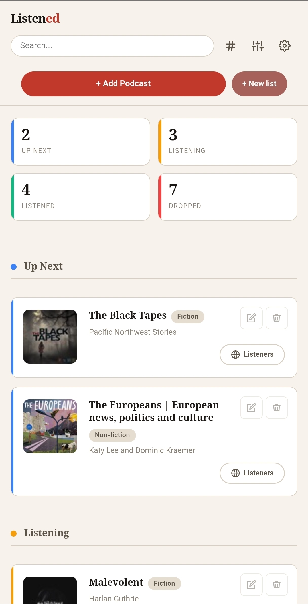 App main screen